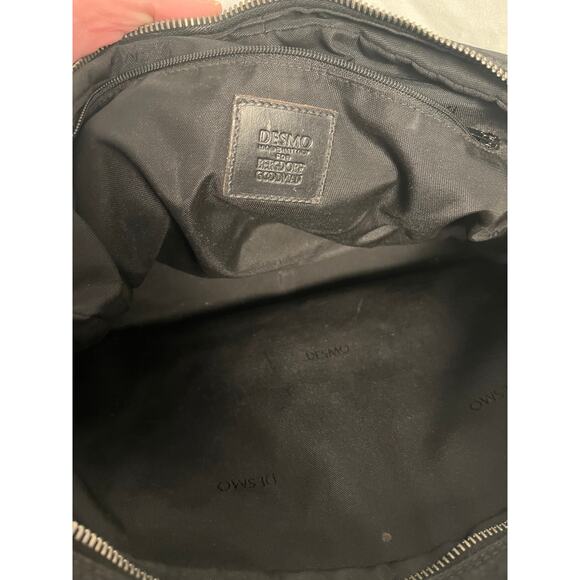 Vintage DESMO Italy Nylon Leather Crossbody Bag Black Large Travel Messenger - Picture 3 of 4
